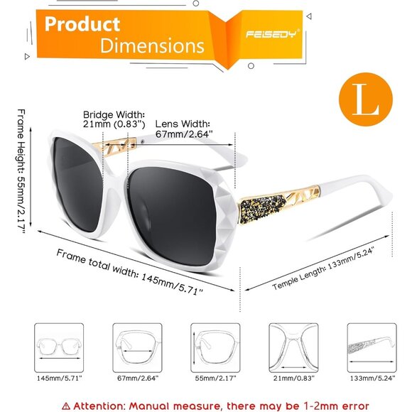 Women's White Crystal Square Sunglasses Sparkling Composite Shiny Frame Design - Picture 6 of 8